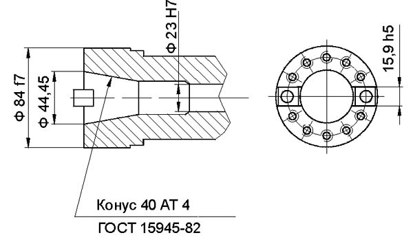 400V Посадочные і присоединительные розміри кінця шпинделя